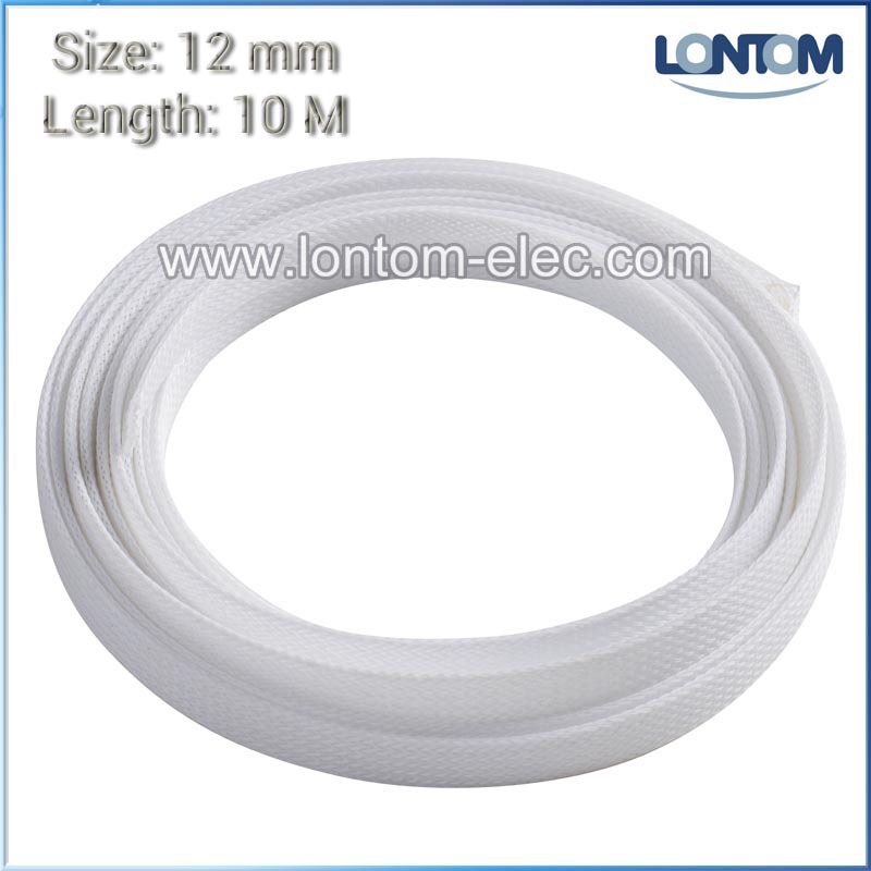 12mm 10M ȭƮ PET  Ȯ    ǻ ̺  е õ/12mm 10M White PET Braided Expandable Sleeving Computer Cable Sleeve High Density Sheathing